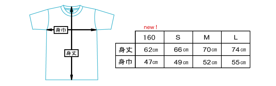 シンセサイザーTシャツ　サイズ表